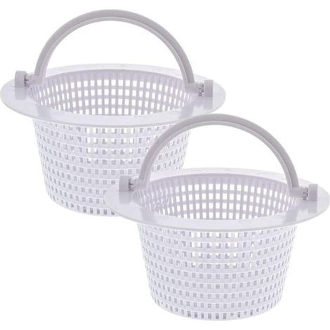 Runder Skimmerkorb für oberirdische Pools, mit Griff für einfaches Entnehmen, 2er Set - Ø 16 cm - Weiß