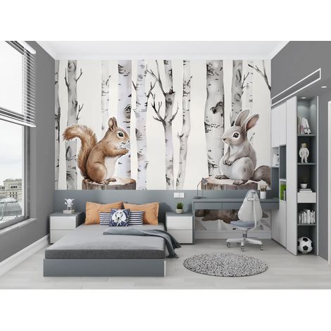 Papier peint foret rencontre dans les bois 1 - 150 x 250 cm (1/2)
