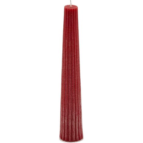 Candela Natalizia Cono con Righe Rosso decorazione per tavola e soggiorno h 25 cm