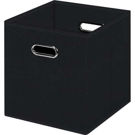 Cubes de rangement pliables noirs, boîtes de rangement en tissu, paniers de rangement avec double poignée pour la maison (noir) (1/5)