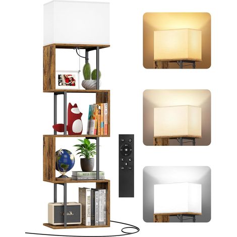 Lampadaire avec Étagère en S à 5 Niveaux, Lampe LED avec 3 Températures de Couleur et Télécommande, Design Moderne pour Salon, Chambre et Bureau (1/5)