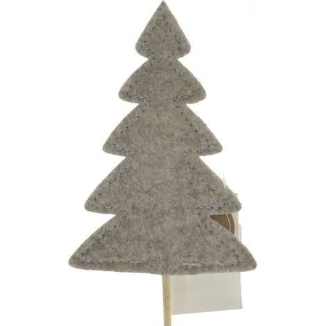 Boltze – Piquet décoratif de Noël pour pot Talin taupe – Bois et feutre polyester, 5 niveaux, H 42 cm