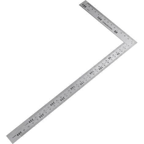 Règle et réglet Equerre Couture,Equerre Menuisier Equerre Metal Menuisier Inoxydable Règle Carrée 150×300mm 1,2 mm d'épaisseur Angle droit de 90 degrés Règle en acier inoxydable pour Charpentier, Ingé (1/5)
