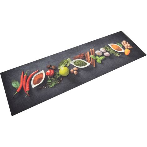 Tapis de cuisine lavable à motif d'épices, 45 x 150 cm, velours (1/5)