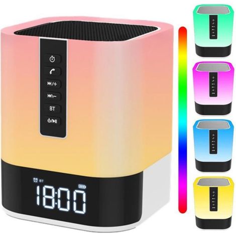 Enceinte Bluetooth - Lumineuse - Veilleuse - 48 Couleurs - Lecteur MP3 - Fonction Mains Libres