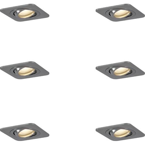 Set of 6 Rounded Recessed Spotlights Gunmetal GU10 50mm Adjustable IP44 - Alberto