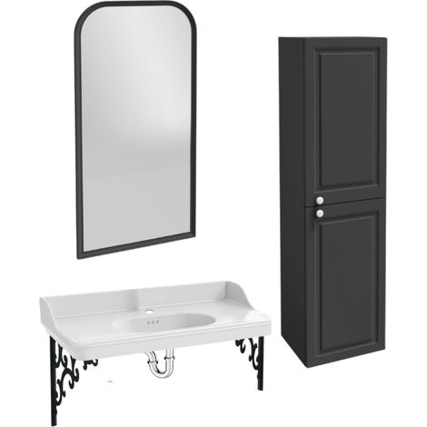 Pack lavabo suspendido JACOB DELAFON Cléo 1889 + espejo + columna derecha + sifón cromado (1/5)