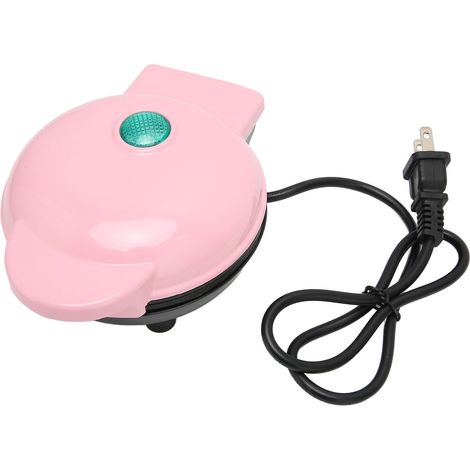 Gaufrier rond antiadhésif électrique, poêle à gaufres portable pour petit-déjeuner, moule à cake, prise US 100‑120V, rose (1/5)