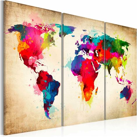 Tableau continents arc-en-ciel - 120 x 80 cm (1/4)
