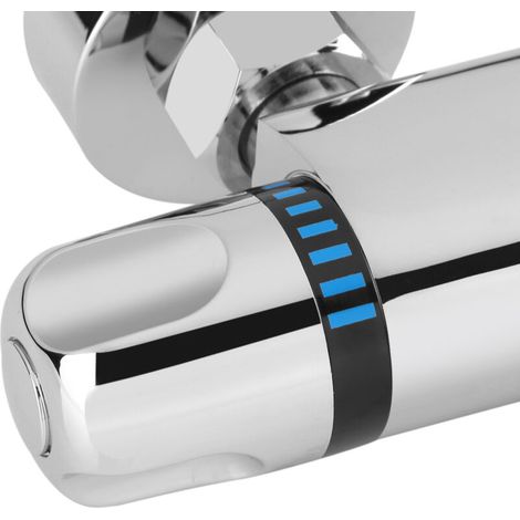 Vanne de commande thermostatique robinet de douche salle de bain mitigeur chrome mural (1/5)