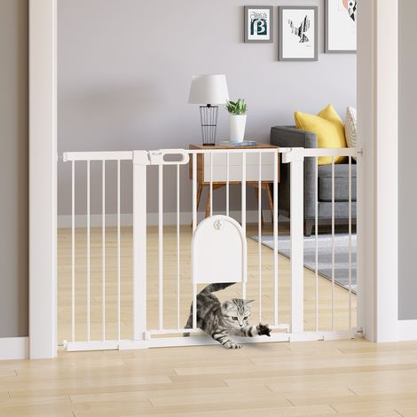 Barrière de sécurité blanche pour porte et escalier, 75-131cm de largeur, fixation par serrage en métal et ABS, hauteur 76cm, protection domestique