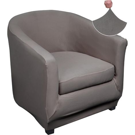 Copripoltrona universale in velluto con elastico, morbido, grigio, elastico