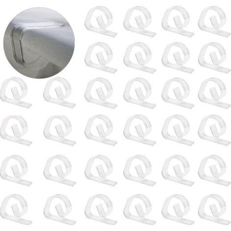 Lot de 32 pinces à nappe transparentes en plastique, coupe-vent, pour Noël, mariage, intérieur, extérieur, camping, pique-nique (1/5)