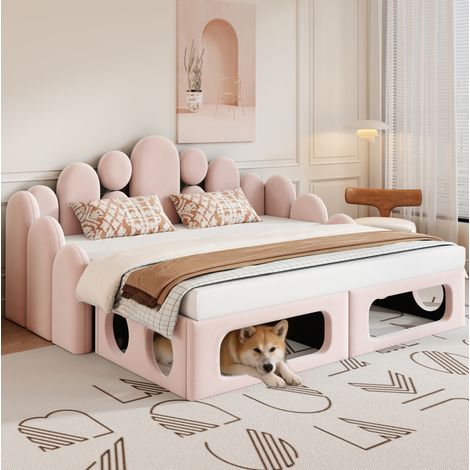 MEUBLIV Bettgestell 180x200 cm Pink – 2-in-1 mit Haustierbett, ohne Matratze (1/5)