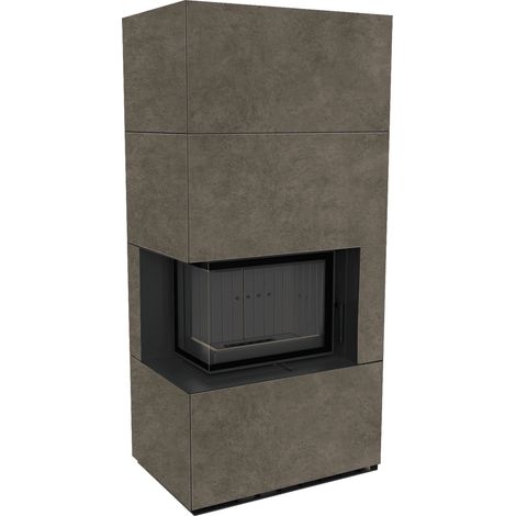 Kaminbausatz KRATKI FLOKI BOX links 8 kW Ø 160 Quarzsinter FOKOS PIOKRATKI MBO schwarz Verkleidung (1/4)