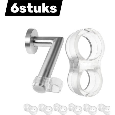 Lot de 6 protections pour poignées de porte et fenêtres - Butoirs autocollants - Taille universelle pour poignées rondes - Forme en 8 - Transparent (1/4)