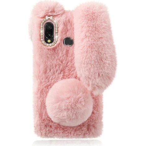 Coque de téléphone en peluche lapin (1 pièce) en TPU, compatible avec Galaxy A20e-Samsung Galaxy A20e-Pink (1/3)