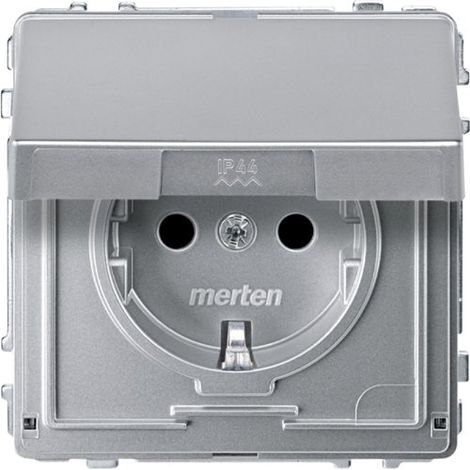 MERTEN MEG2310-7260 SCHUKO-STECKDOSE MIT KLAPPDECKEL, MIT ERHÖHTEM BERÜHRUNGSSCHUTZ, STECKKLEMMEN, ALUMINIUM, AQUADESIGN