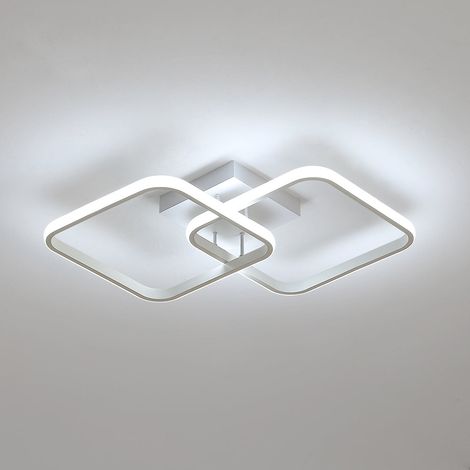 GOECO Modern Square Ceiling Light, LED Chandeliers, 42W Acrylic Ceiling Lamp for Kitchen Dining Room Living Room Studio Office, 6500K Diameter 59CM (White)