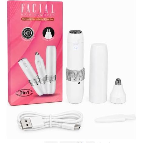 Épilateur Facial Électrique 2 en 1, Tondeuse à Sourcils Double Tête, Rasoir pour Poils du Visage Lèvres Joues, Rechargeable USB, Doux pour Peau Sensible, Appareil de Beauté Portable (1/5)