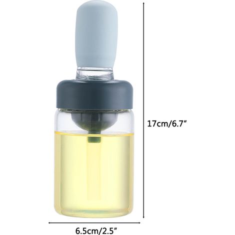Bouteille d'huile avec pinceau en silicone, distributeur d'huile, compte-gouttes en silicone, récipient doseur pour la cuisine, la friture et la pâtisserie. Idéale pour la cuisson et la friture. (1/5)