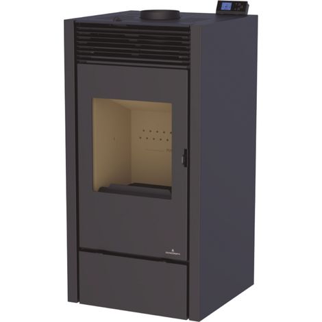 Poêle mixte bois/granulés noir 10 kW - Avec (1/3)