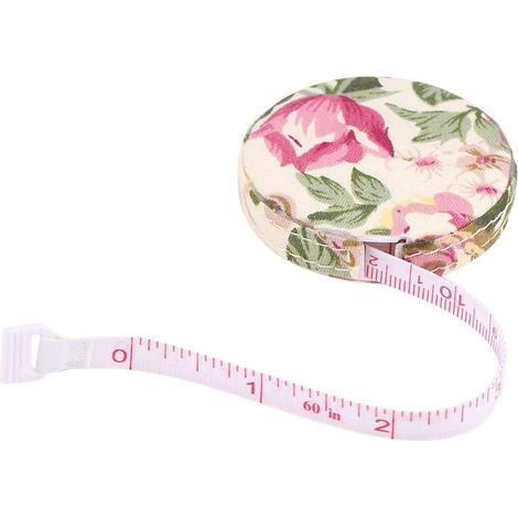 1 mètre ruban télescopique (fleur rose) de 150 cm / 60 pouces pour la prise de mesures corporelles, le fitness et les loisirs créatifs (couture, loisirs créatifs).