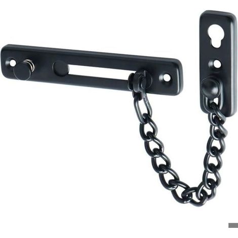 Chaîne De Sécurité Pour Porte - Corps En Acier Inoxydable 12,2 Cm - Chaîne 20 Cm - Pour Portes Bois Métal - Noir Mat - 1 Pièce (1/5)