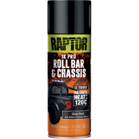 Peinture aérosol Raptor pour éléments de suspension et tuyauterie, noir brillant