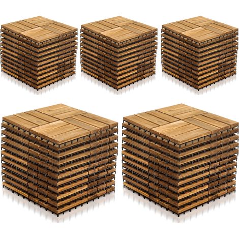 Jiubiaz 110STK Holzfliese Akazie 30 x 30 cm Terrassenplatten Klicksystem Außen Klickfliesen Balkon Terrassenfliesen Holz,wetterfest rutschfest