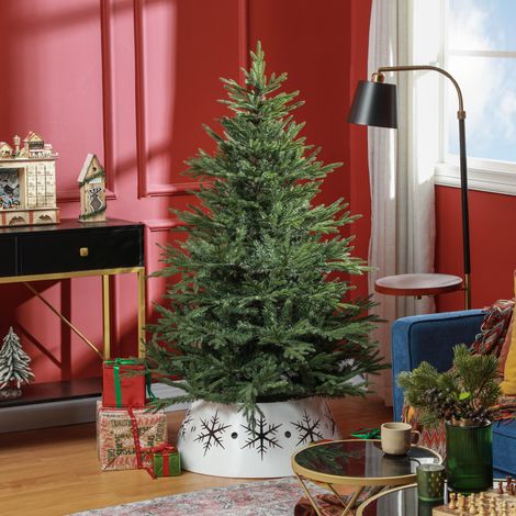 Sapin de Noël 150 cm - plastique ignifuge - support inclus - montage rapide - apparence réaliste - Haute qualité (1/5)