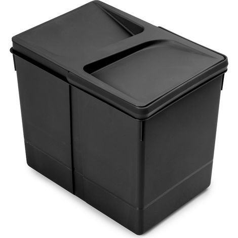 EMUCA Bac de tri Emuca Recycle pour tiroir de cuisine - 15 L noir