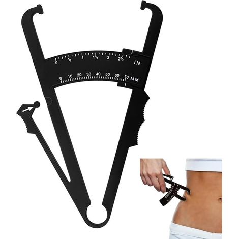 Pince Adipomètre - 2 Pièces - Plastique Robuste - Mesure Graisse Corporelle - Suivi Fitness - Noir (1/5)