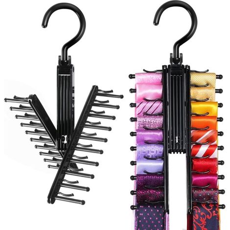 Porte-cravates See Everything Cross X 20 (lot de 2), amélioré, pivotant à 360°, avec pinces antidérapantes pour une ouverture/fermeture facile et un gain de place optimal. (1/5)