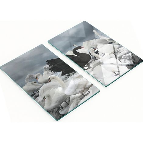 Tablas de vidrio decorativas multifuncionales para cocina, color cisne negro, 2x30x52 cm.