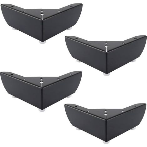 Lot de 4 Pieds DIY de Meubles de Cuisine 50mm Jambes pour Table Basse Armoires Lit Canapé Forte Pied de Chaise Bureau en Métal Noir Silencieuse Antidérapante (1/5)