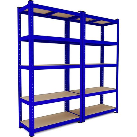Scaffale In Metallo E MDF Scaffale Ad Alta Portata Fino a 875 kg Con 5 Ripiani Regolabili Ideale Per Garage Officina Cantina Capannone Magazzino Design Modulare 180 x 90 x 40 cm (Bianco) - Colore: Ner