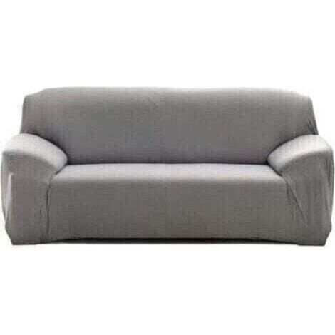 Stretch-Sofabezug für 3-Sitzer, dehnbarer Dekobezug, Sofaüberzug (Hellgrau, 3-Sitzer: 185-230 cm)