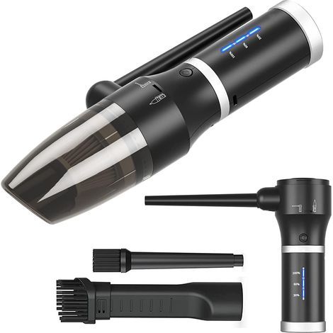 ATEngeus Souffleur Et Aspirateur ÉLectrique 2 en 1, Nettoyage PC à Air Comprimé, Puissance D'Aspiration ÉLevéE 11000 PA, avec Filtre, Remplacement des Bidons d'air Comprimé (1/5)