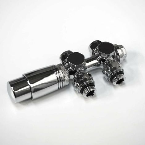 Kit multibloc pour radiateur - Espacement des moyeux 50 mm - Thermotstat - Robinet thermostatique pour radiateur - Accessoires de chauffage (chromé)