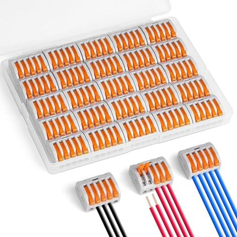 Bornes de Connexion, 5 Entrées Connecteur Électriques Rapide de Fil, Électrique Connecteurs D'épissag Automatique à Levier-écrou Circuit en Ligne 28-12 AWG, PA/PC Ignifuge (1/5)
