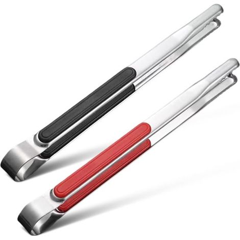 SnelShoppen, 2 pinzas de acero inoxidable para barbacoa con mangos antideslizantes, pinzas de cocina de 25 cm de largo para ensaladas, buffet (1/5)