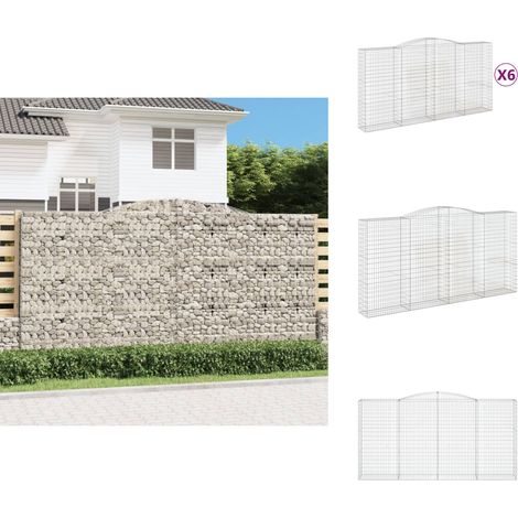 Paniers à gabions arqués 6 pcs 400x50x200/220 cm Fer galvanisé - Panier Gabion - Mur Gabion - Clôture Gabion - Décoration Jardin - Barrieres Jardin (1/5)