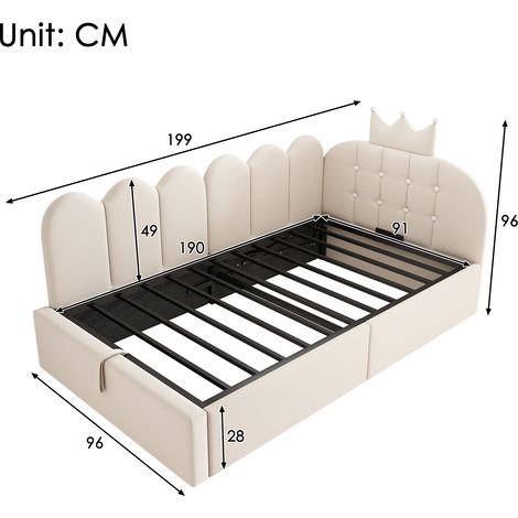 Banquette-lit capitonnée velours beige 90x190 cm avec rangement hydraulique et motif ajouré, sans matelas