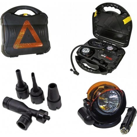 TrAdE Shop Traesio - Compressore D'aria Safe 12volt Manometro Triangolo Emergenza Auto Moto Portatile -