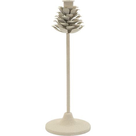 Portacandele Dune Pigna alto in ferro crema a forma di pigna — Ø 11,5 x H 33,5 cm (1/5)