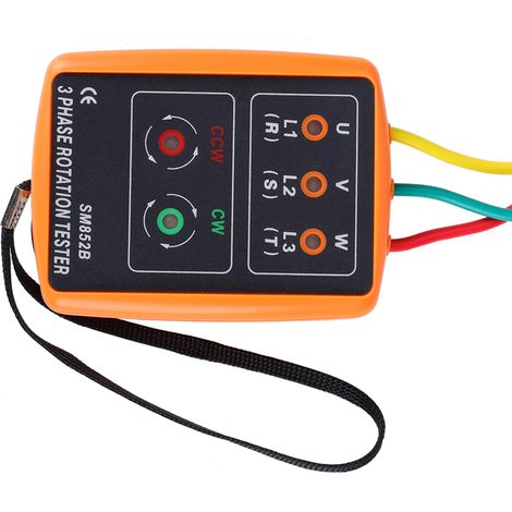 Indicateur de Séquence de Rotation Triphasé SM-852B 60V-600V AC, Testeur de Phase 20Hz-400Hz