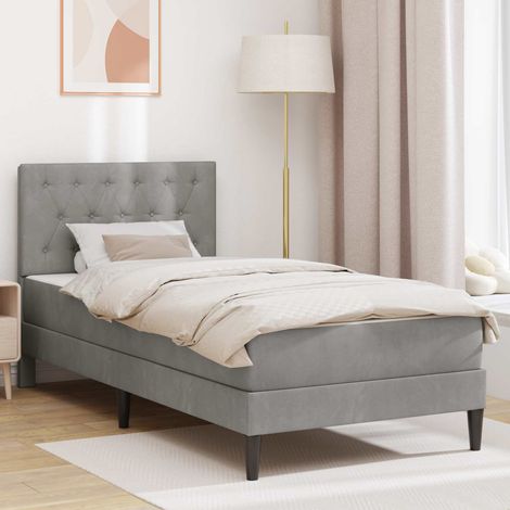 vidaXL Bettgestell mit Matratze mit Kopfteil Hellgrau 80 x 200 cm Samt (1/5)