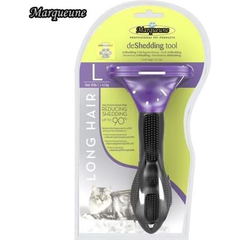 Outil de Shedding - Marqueune - Taille L - Violet et noir - Pour chat - Élimination efficace des poils