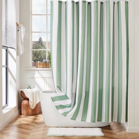 Rideau De Douche - Rayures Verticales - Polyester Impermeable 120 G/M2 - 180 X 180 Cm - Pour Salle De Bain (1/5)